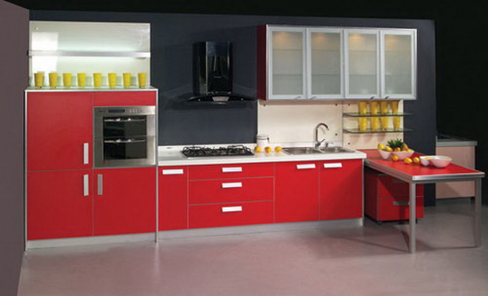 色彩饱和高亮度的时尚潮流厨房空间
