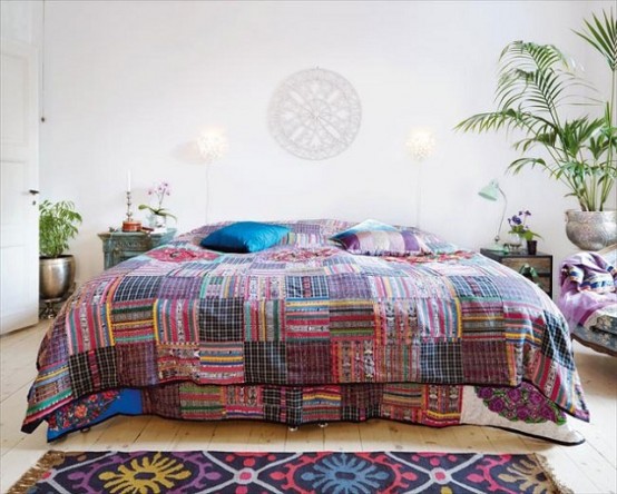 不拘一格、色彩分明的波西米亚风格卧室装饰设计