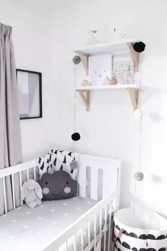 时尚简洁黑白灰三色的北欧风格儿童房室内设计