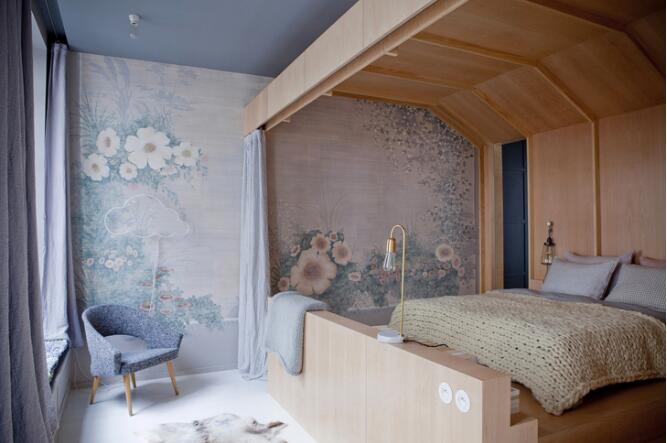 温馨复古的灰色粉色的现代风格公寓室内设计