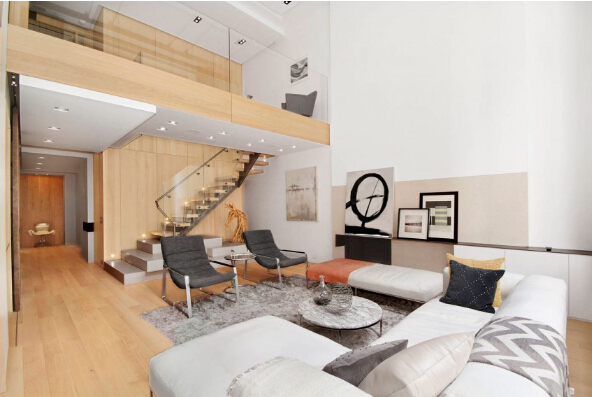 纽约简约现代的双层loft空间室内设计
