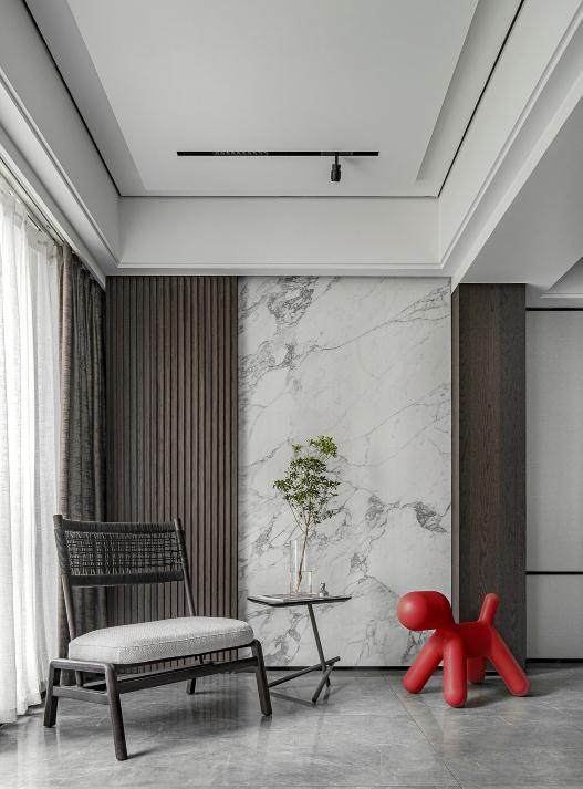 用大理石木饰面装饰低奢淡雅的现代室内空间