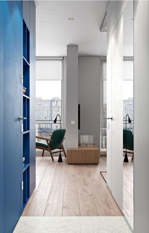 现代蓝色小公寓空间设计02