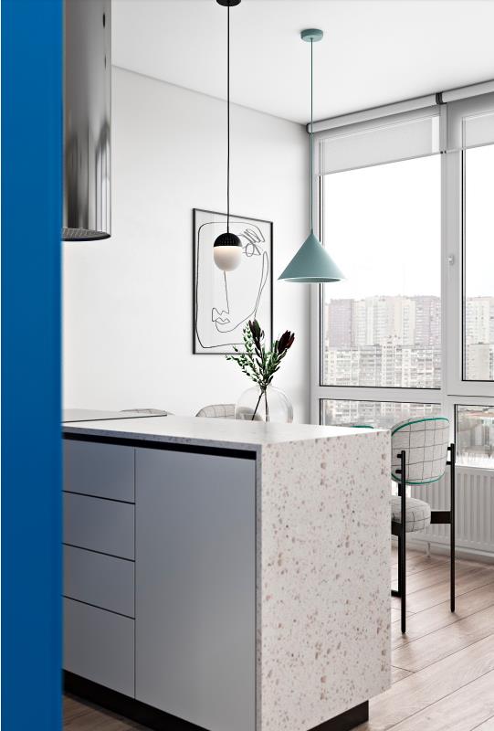 现代蓝色小公寓空间设计03