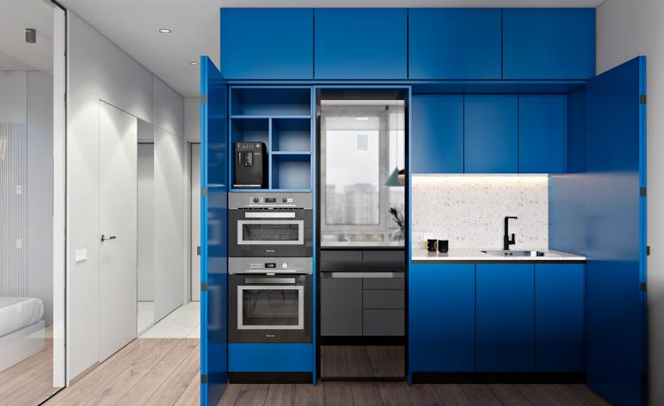 现代蓝色小公寓空间设计04